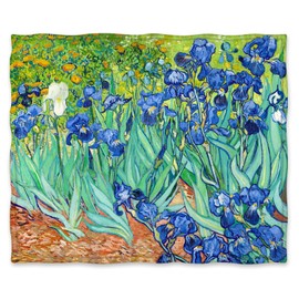 Jekeno Blanket Irises by Vincent Van Gogh Gifts for Women Kids Girls Home Bedroom Birthday Christmas Flowers Floral Decor Soft Cozy Lightweight Throw Blankets 60"x80"
