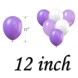 12" Latex Vibrant White, Purple, Light Purple Colour Combination Plain Balloons For Party Decorations Valentines Day Pack of 30