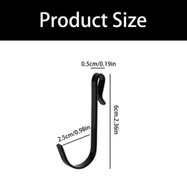 Ainiveiya 20-Pack J-Shaped Stainless Steel Hook Clips - Black, Ideal for Kitchen, Bedroom, Office, and Wire Shelves