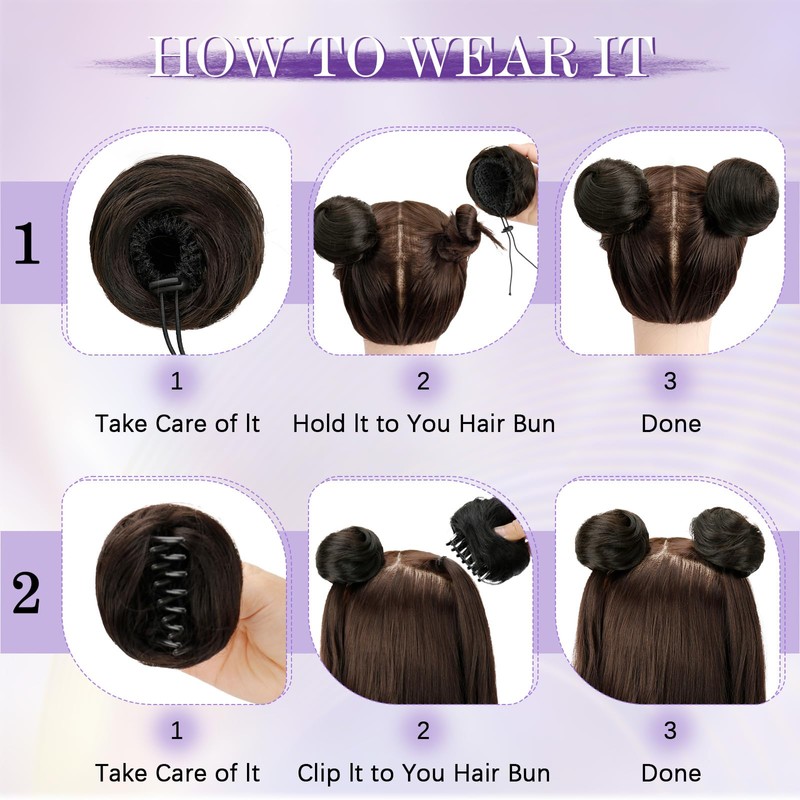 Space Buns Hair Piece 2PCS Mini Clip in Hair Bun