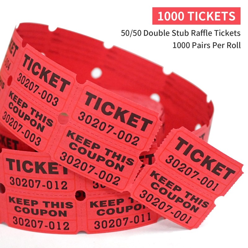 L LIKED Raffle Tickets Double Rolls 1000 per Roll 50/50