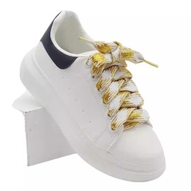 Strings Shoe Lace Company Shoe Laces 3/4 Wide 45"1 Pair White/Silver.1 Pair White/Gold Limited Edition