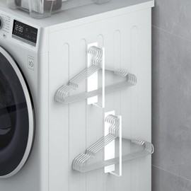 Magnetic Hanger Holder for Laundry Room, AUVAHOX 2Pack Clothes Hangers Organizer for Dryer/Washing Machine, Holding up to 30 Velvet, Wire, Plastic Hangers, Perfect Space Saver for Your Home (2, White)