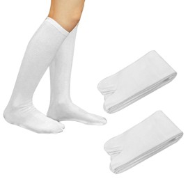 SUNTRADE 2 Pairs Split Toe Tabi Socks, Casual Sandal Split Long Socks Japanese Socks for Men Women (Whitex2)