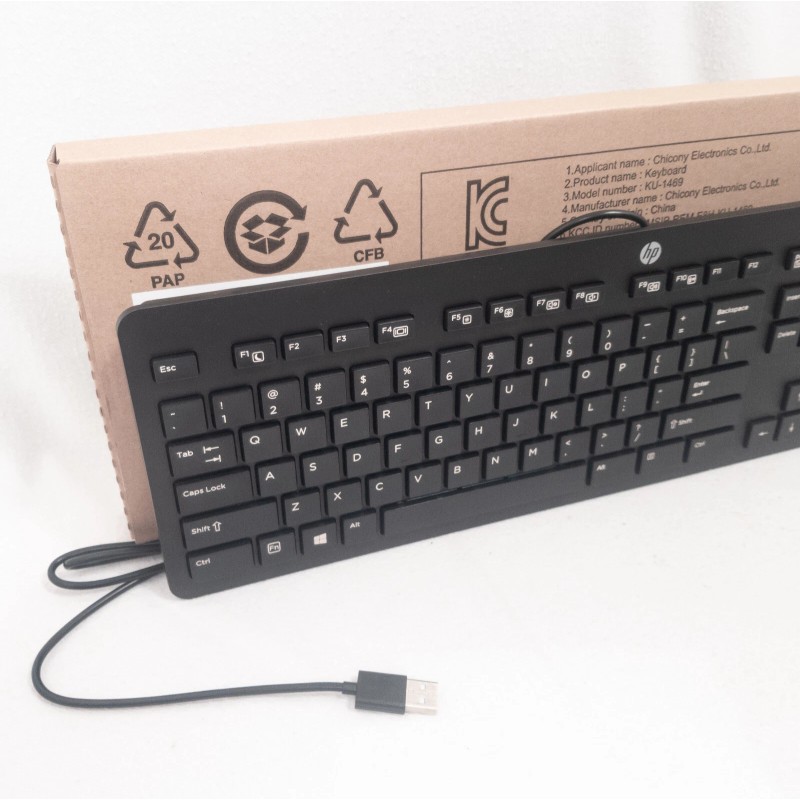 HP USB Slim Wired Office Keyboard 803181001 Model KU-1469 -