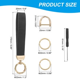 [PATIKIL] Leather Wristlet Keychain, Car Key Chain Holder Universal Key Fob Holder with 2 Key Rings and Anti-Lost D-Ring Driver Wallet Purse, Gold/Gray