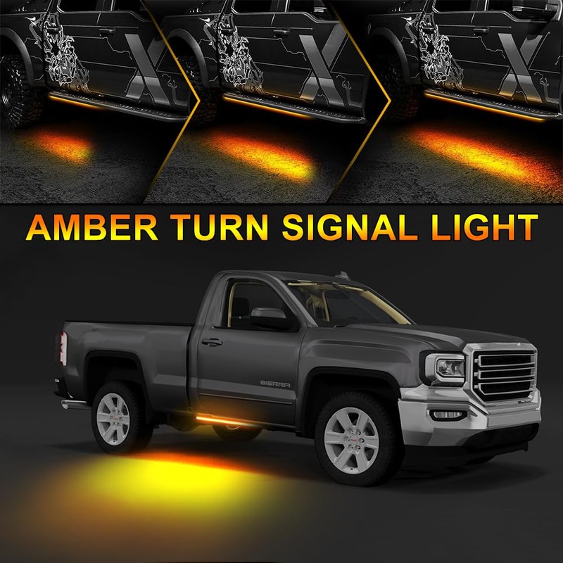 Truck LED Running Board Lights Amber Side Marker Kit, White