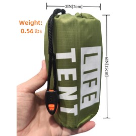 Emergency Survival Tent. 2-Person Tube Shelter Waterproof & Windproof Reusable Thermal Blanket Compact,Lightweight Includes SOS Whistle Perfect for Camping, Hiking, and Emergencies.