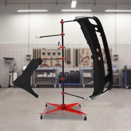 LIAPDG 330.69 Lbs Iron Panel Tree Paint Stand, 29.53 x 29.53 x 70.87 Inch Freestanding Door Stands for Painting Modern Car Cabinet Door Paint Hanger Stand with 6 Adjustable Hook & Universal Wheels