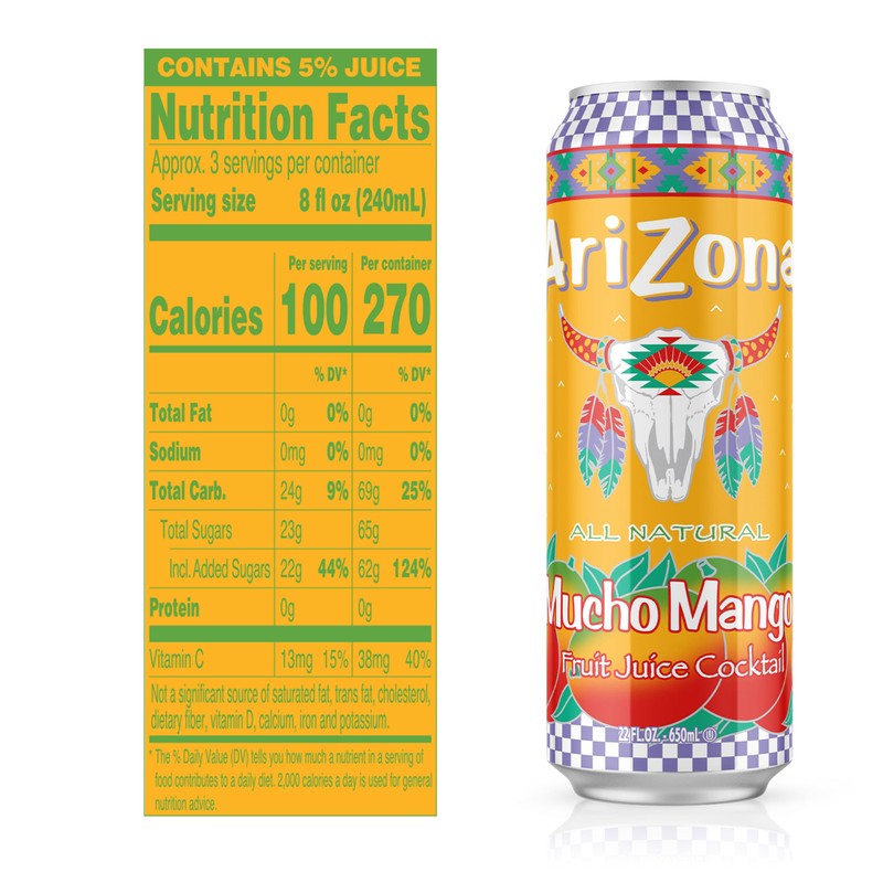 AriZona Mucho Mango Juice Cocktail - Big Can, 22 Fl