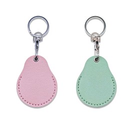 AfitLulu NFC Tags Holder Keyring, PU Leather Smart Key Protective Access Card Holder Storing Locator/Guitar Pick/Lucky Coin (Blue+Pink)