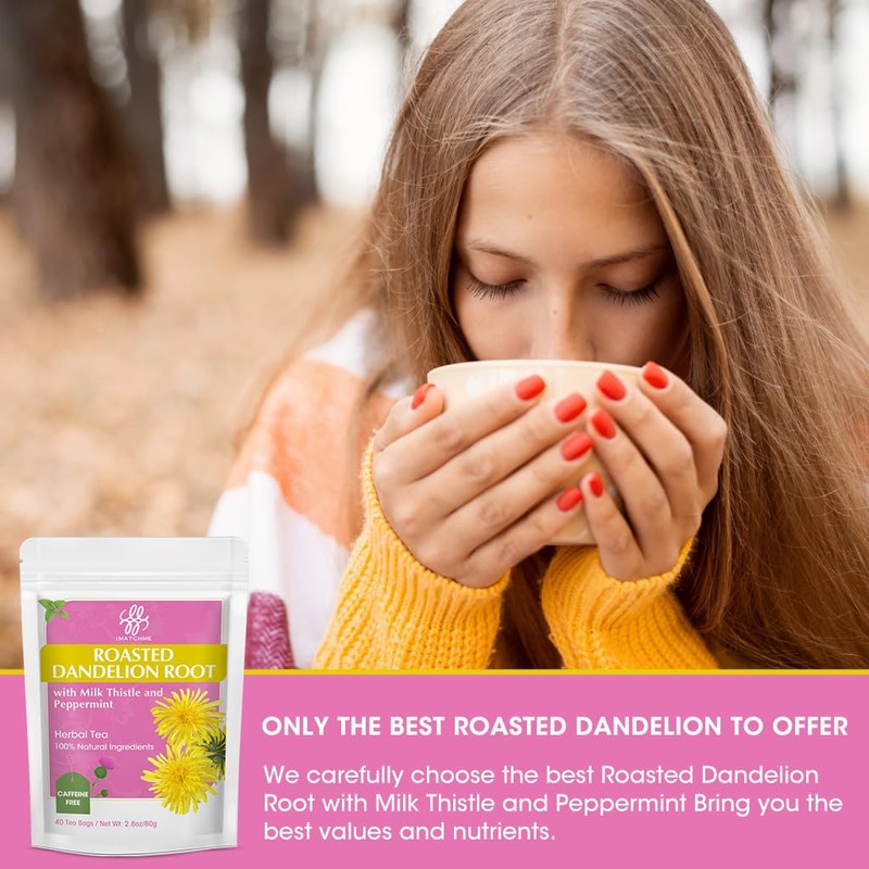 Premium Roasted Dandelion Root Tea with Milk Thistle and Peppermint