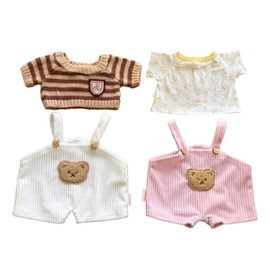 LICHADUOLE 10inch Toy Clothing,Doll Clothes for NICI Teddy Bear and jellycat Bartholomew Bear,Clothes only Without Doll(4pc Includes 2 Doll Jumpsuit,1 Sweater,1 T Shirt)