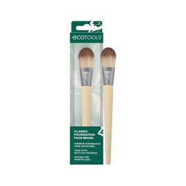 EcoTools Eco Tools Classic Foundation Face Brush Liquid & Cream Flat Makeup for Natural Makeup Buildable Coverage Synthetic Brush Head Cruelty Free 1 Count Brown / 에코툴스 클래식 파운데이션 페이스 브러시 리퀴드 앤 크림 플랫 자연스러운 메이크업을 위한 메이크업 빌더블 커버력 합성 칫솔모 크루얼티 프리 1 카운트 Brown