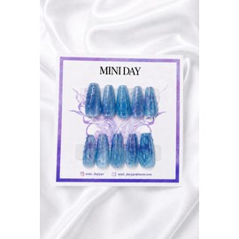 Aqua glass handmade nail tips - ballerina / 아쿠아 글라스 수제 네일팁 - 발레리나