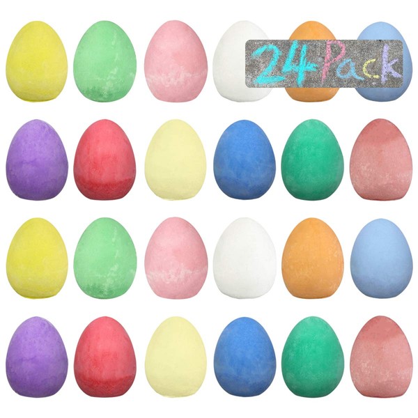 Jofan 24 Pack Easter Sidewalk Chalk Eggs for Kids Boys Girls Toddlers Easter Basket Stuffers Gifts Fillers Crafts Party Favors