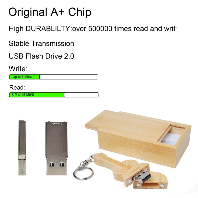 Guitar Shaped Maple Wood Memory Stick USB Flash Drive in