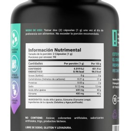cido Alfa Lipoico D 180 Cpsulas, Alpha Lipoic Acid. B Life Sin Sabor