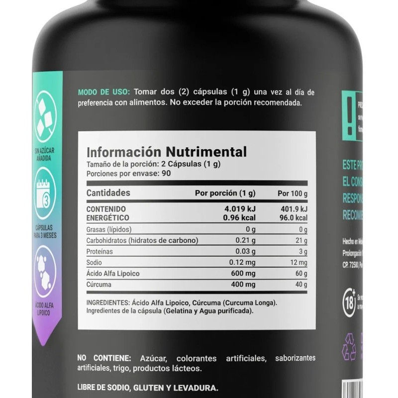 cido Alfa Lipoico D 180 Cpsulas, Alpha Lipoic Acid. B