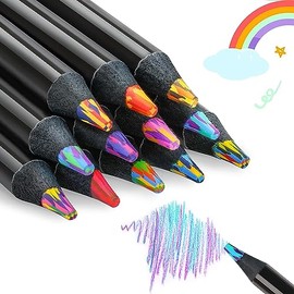 12 Lápices arco iris negro premium, lapices de colores profesionales,lápices multicolores para dibujo artístico, colorear, lápices de colores para adultos principiantes,es ideal de dibujo de arte kit.
