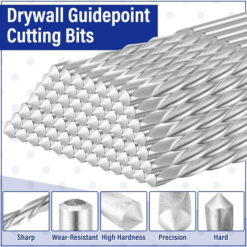 Aswalling 50 Pieces Drywall Drill Bits Pilot Point Cutting Drill