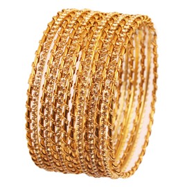 Touchstone New Golden Bangle Collection Indian Bollywood Beautifully Hammered Designer Jewellery Bangle Bracelets Set of 4 in Antique Gold Tone for Women, Metal, No Gemstone