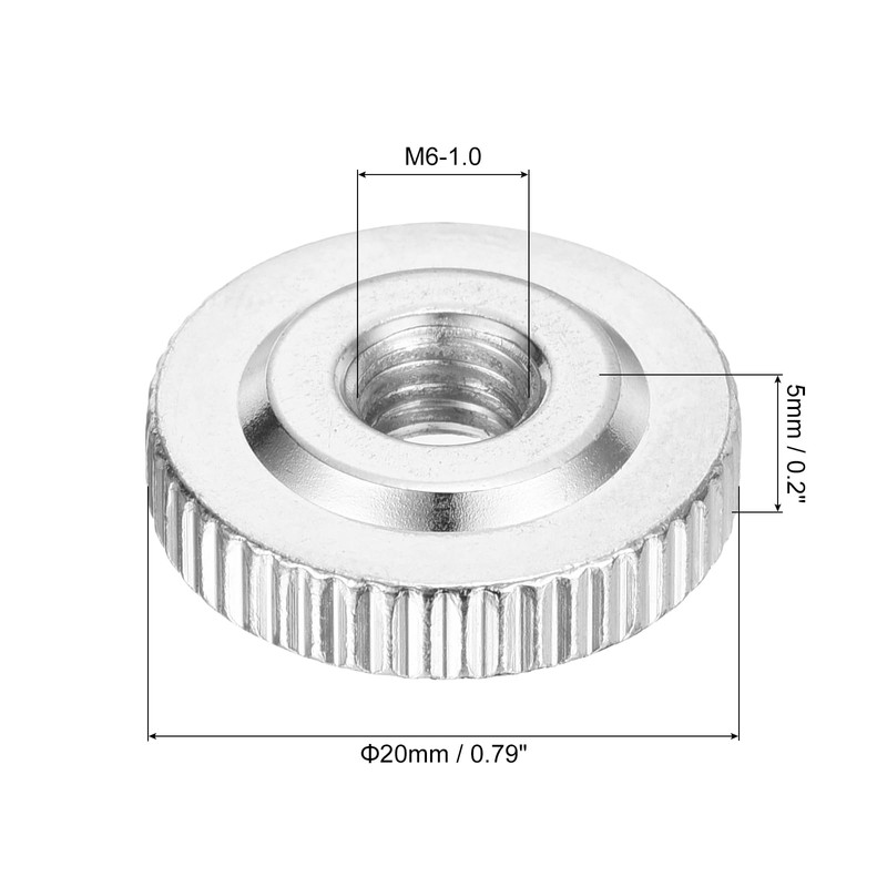 sourcing map 5Pcs M6 Knurled Thumb Nuts, Carbon Steel Round