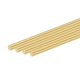 sourcing map sourcing map 4 Pcs 9/32"(7mm) Dia Brass Solid Round Rod, 4"(102mm) Length H62 Brass Lathe Bar Stock Round Brass Rod for DIY Crafts Industry Construction