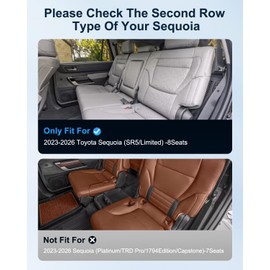 (5PCS) Cup Holder Insert for 2026 Toyota Sequoia (SR/Limited) Accessories 2023-2026 Toyota Sequoia TPE Drink Organizer Holder (Middle Console+2nd & 3rd Rear Seat+Back Central Armrest)-8 Seat Only