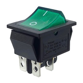 Rocker Switch, Device Switch 4 Pin 16 A 250 VAC 28 x 21 mm Rocker Green LED Lighting