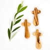 Certified Holy Land Olive Wood Caring/Holding Cross (6, Medium Pocket