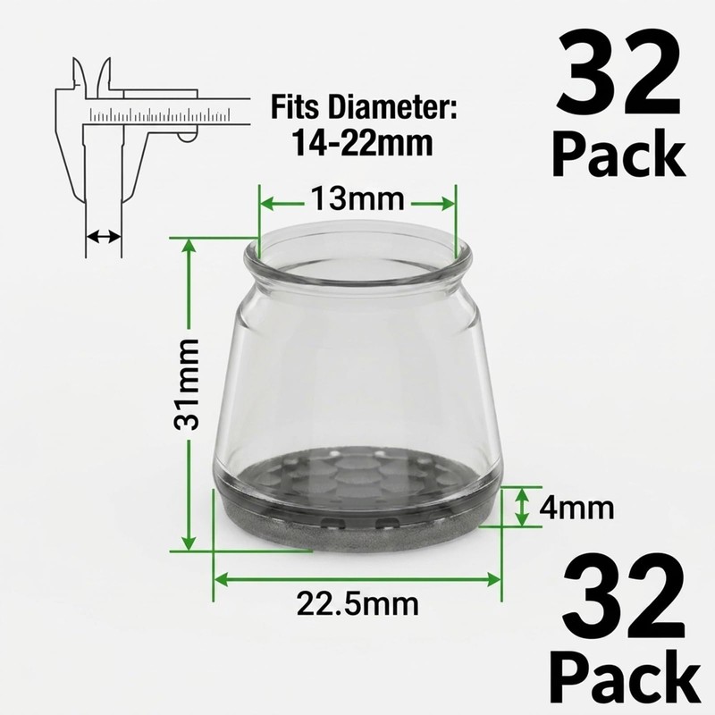BRIOTA 32 Pcs Chair Leg Floor Protectors, Clear TPE Caps