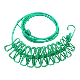 ALINNA Retractable Portable Clothesline, Travel Clothesline with 12 Clothespins for Indoor Laundry Drying, Outdoor Camping Accessories (Green)