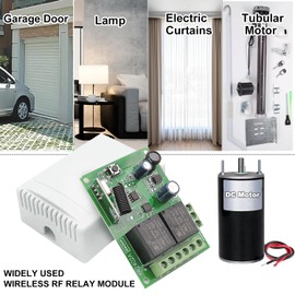 QIACHIP Wireless Switch 24 V 12 V 30 V Radio Remote Control Garage Door Switch 2 Channel 433 MHz RF 10 A Wireless Relay Receiver with 2 Transmitters for Motor, Roller Shutters and Pumps