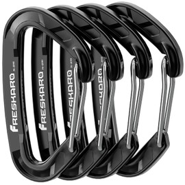 FresKaro Mosquetones de Compuerta de Alambre de Servicio Pesado de 15 kN, Clips de Compuerta de Alambre con Resorte de Enganche Rápido, para Camping, Senderismo, Hamacas, Mosquetones de Aluminio para