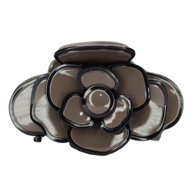 Hair Claw Large 3.3 inches (83 mm), Enamel Color Camellia Motif, Brim, Enhances Sweetness, Office or Daily Use, Perfect for Adult Women, Brown