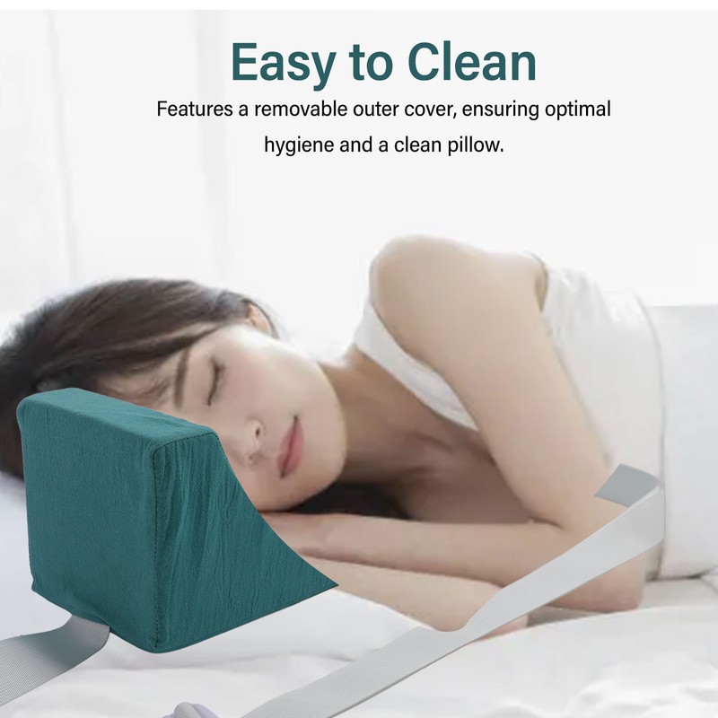 Head Positioner Pillow Green Cotton Cloth Comfortable Breathable Adjustable Neck