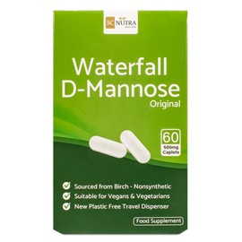 SC Nutra Waterfall D-Mannose Caplets (Easy Swallow Tablets) 60 x 500mg C New Plastic Free Handy Pack | SC Nutra (Sweet Cures),Green Box, White Tablets