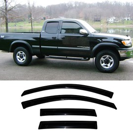 Kucaruce 94815 Side Window Wind Vent Deflector,4pcs Outside Mount Tape-On Nice Sun Rain Guards Set,Window Visor fit for 2000-2006 Toyota Tundra Access Cab/Extended Cab with 2 Half Size Rear Doors