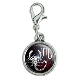 Scorpio Scorpion Zodiac Sign Horoscope in Space Antiqued Bracelet Pendant Zipper Pull Charm with Lobster Clasp