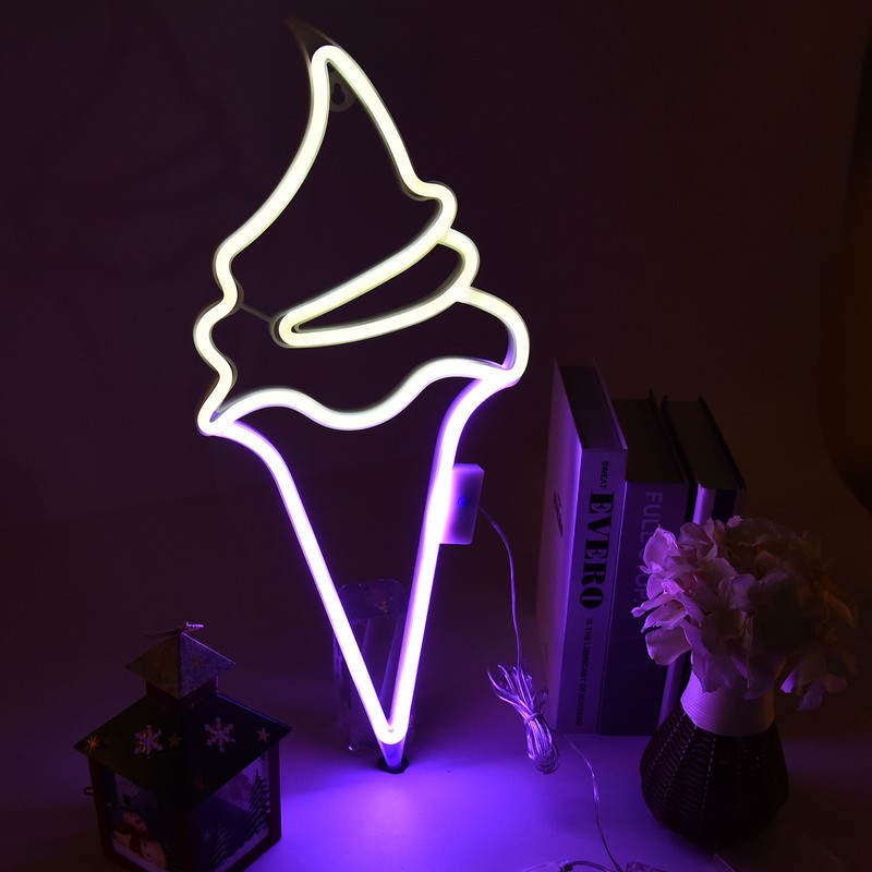 LED Neon Light Ice Cream Waterproof Battery USB Powered Hangable