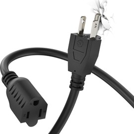 PLUGTUL 3 FT Extension Cord, Short Power Cord, Black Indoor/Outdoor 16 Gauge 3 Prong Grounded Wire ETL Listed, 13A 1625W 125V SJTW