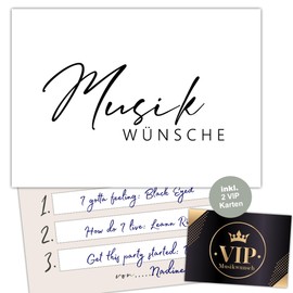 Eummel 50 Music Wish Cards Including VIP Cards Wedding Music Wish DJ Cards Birthday Boho Music Wishes Music Cards Party Cards
