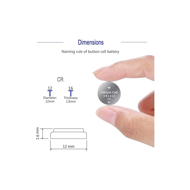 UOGTNON Batería de litio CR1216 3V Watch (paquete de 5)