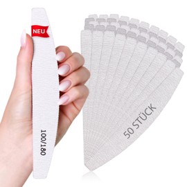 Lynis-Nailshop.de Professional Nail File for Gel Nails 100/180 Grit Zebra Half Moon – Two Different Grits · Curved Nail File for Gel Nails · Rounded Side for Better Handling · Pack of 50