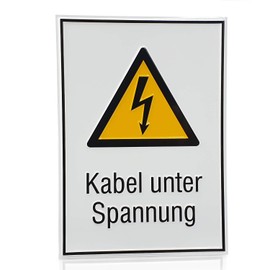 Betriebsausstattung24® Warning Combination Sign "Cable Under Voltage" | Safety Sign / Warning Sign | Operational Safety | Aluminium, 21.0 x 29.7 cm