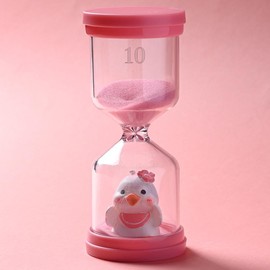 10 Minute Sand Timer,Plastic Hourglass Timer in Macaron Pink with Duck Pattern,Hour Glass with Sand,Sand Timer for Students,Games,Classroom,Kitchen,Office,Desk Decor