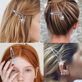 5 Pcs Star and Moon Pendant Snap Clips Sweet Cool Hair Clips Party Festivals Barrettes Hair Accessories MGPFERD