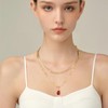 Mesovor Golden Layered Chains Necklaces with Pendant Crystal, 18 Carat