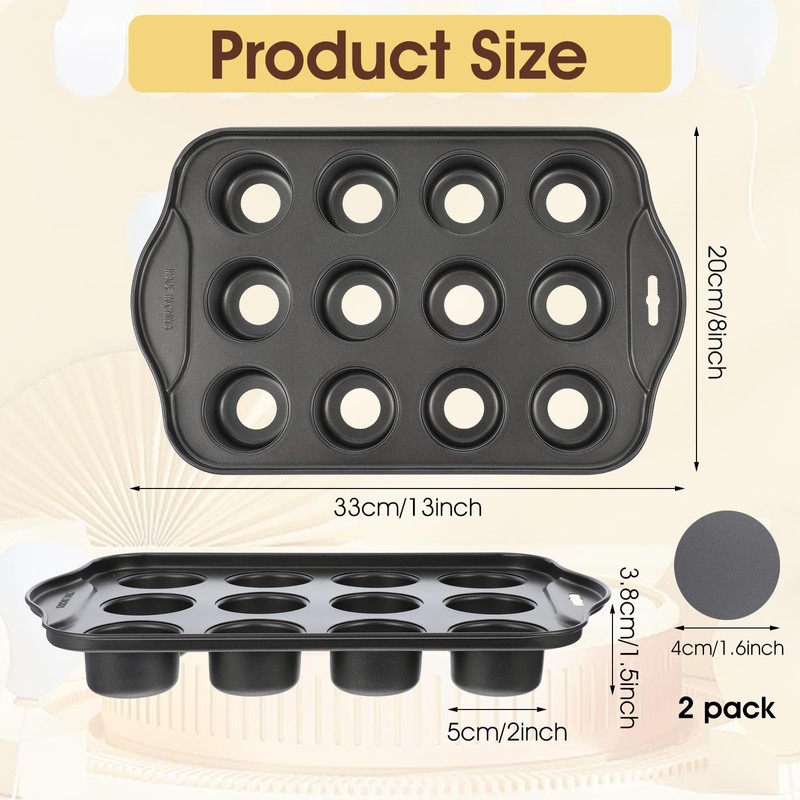 Tobeelec 2 Pack Mini Cheesecake Pans Removable Bottom 12 Cavity